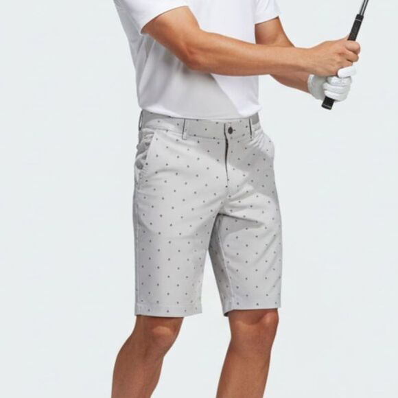 adidas Other - Adidas Men's Golf Shorts Size 34 Light Gray Tree Pattern Flat Front Performance